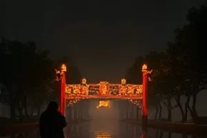 《苔原来信》横版剧照，极地科考站外漫天风雪中的信号灯