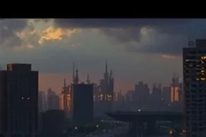 《半盏星河》横版剧照，天文台圆顶打开后露出的星轨